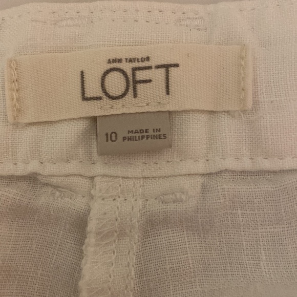 Ann Taylor Loft Linen Straight Leg Pants White Size 10 - Picture 8 of 9